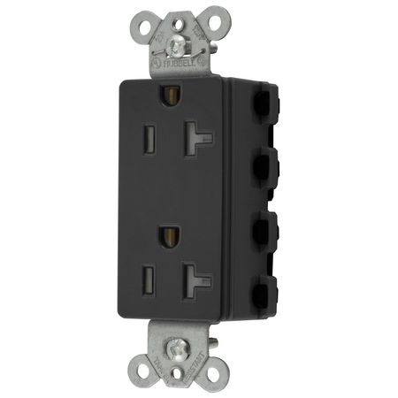 HUBBELL WIRING DEVICE-KELLEMS Straight Blade Devices, Receptacles, Tamper Resistant, Style Line Decorator Duplex, SNAPConnect, 20A 125V, 2-Pole 3- Wire Grounding, Nylon, 5-20R. SNAP2162BKTRA